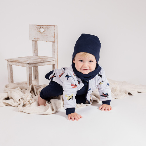 Dwustronna kurtka dresowa Nicol Willy 219287 – bawełna, samoloty, granatowa