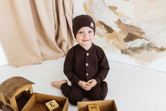 Spodnie niemowlęce dresowe "Natural Waffel" Makoma mocha