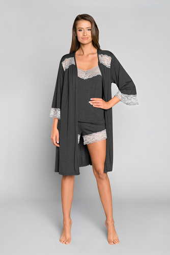 Szlafrok Damski Sonata Italian Fashion-  ciemny melanż 