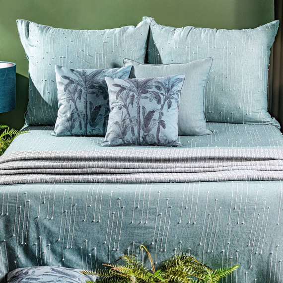 Pościel z ozdobnymi przeszyciami Montenegro 8 Eurofirany jasnozielony