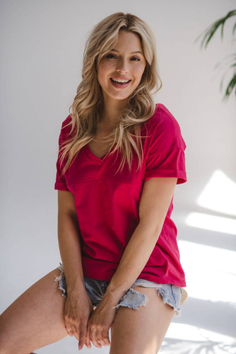 Bluzka ciążowa i do karmienia M-Shirt V-neck Milk&Love fuksja