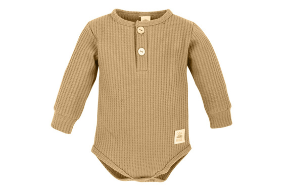 Body polo z długim rękawem "Natural Waffel" Makoma camel