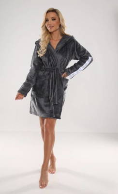 Krótki Szlafrok damski 626 Abigail Forex - ciemny szary