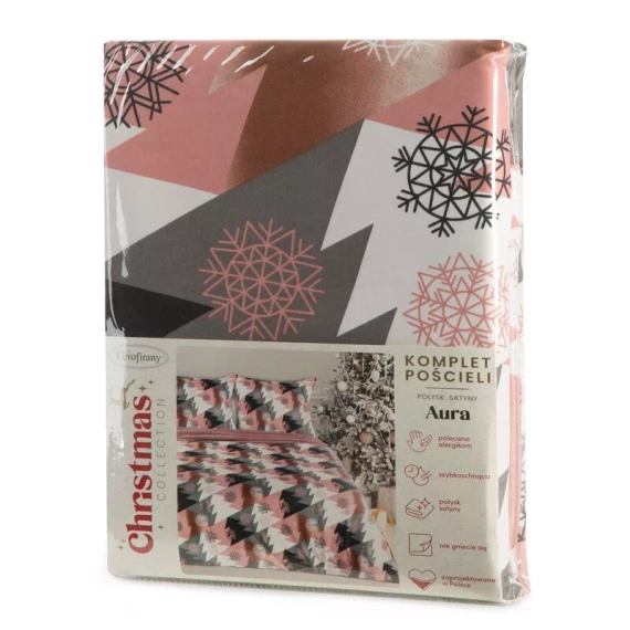 Pościel świąteczna choinki z mikrowłókna Aura Eurofirany różowy