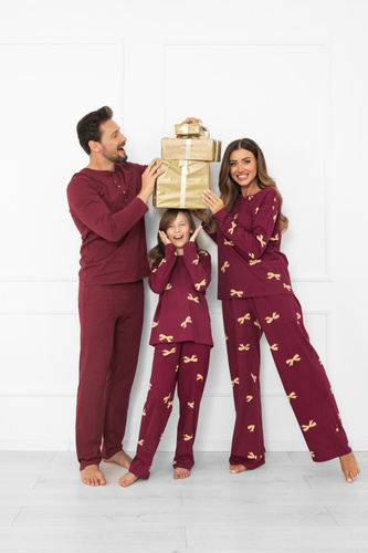 Italian Fashion Kwadro – elegancka piżama damska bawełniana z kokardkami