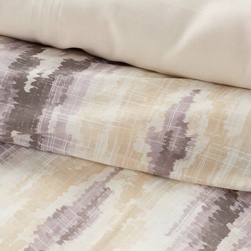 Pościel satynowa Nika 24 geometria Eurofirany kremowy-wrzosowy