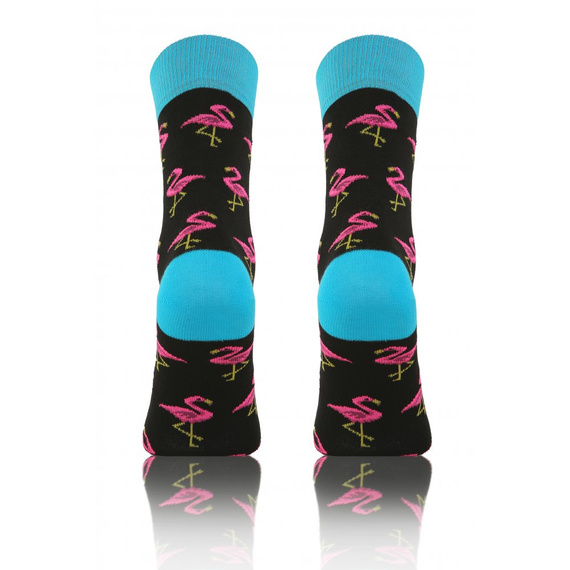 Flamingi Skarpety długie finest cotton dwie różne Sesto Senso czarny