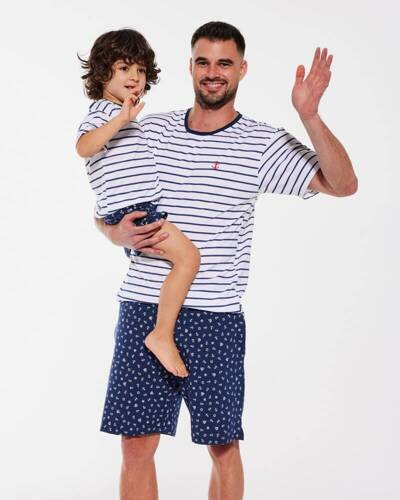 Piżama chłopięca 801/111 802/111 Marine Cornette biały-granatowy