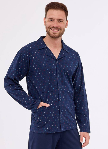 Piżama męska rozpinana 114/71 Cornette granatowy