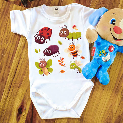 Body krótki rękaw "SŁODKIE OWADY" Moocha biały