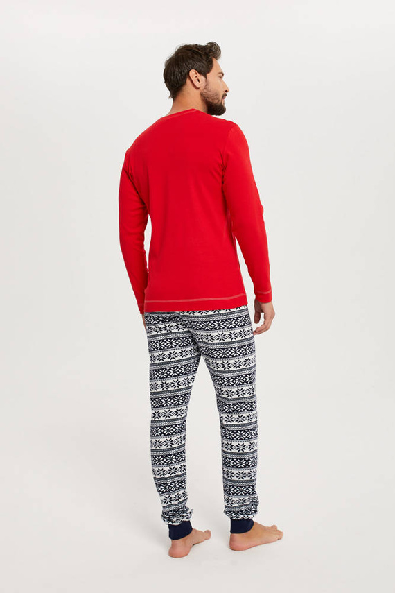 Piżama Męska długi rękaw, długie spodnie Arktyka Italian Fashion - czerwona