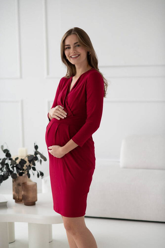 Sukienka ciążowa i do karmienia Grow with me Milk&Love bordowy