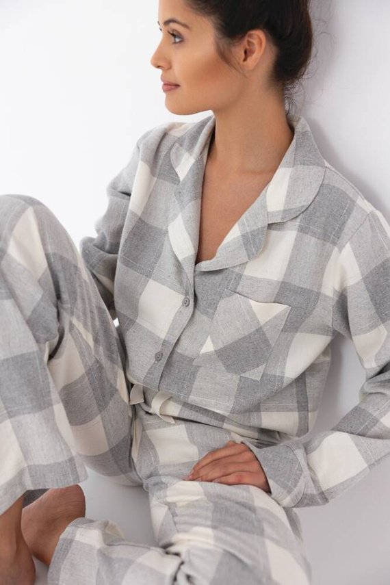 Piżama damska Evie Sensis - szary-śmietankowy