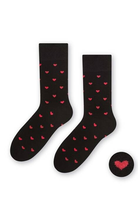 Art.136 Skarpety Walentynkowe Męskie Steven - 009 czarny