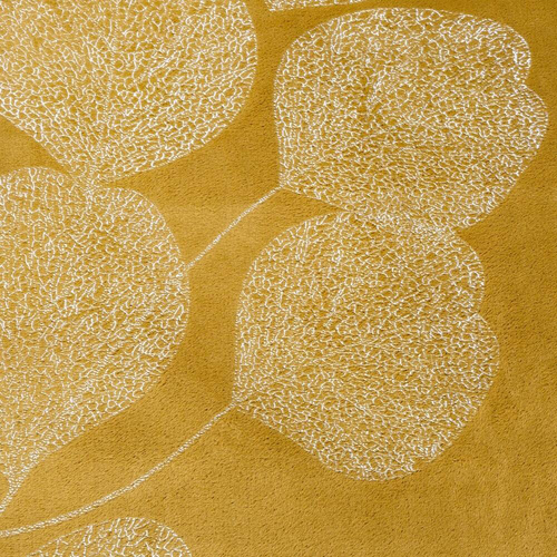 Koc narzuta z mikrofibry z błyszczącym nadrukiem liści Ginko 2 Eurofirany miodowy