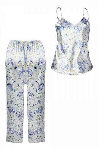 Piżama Damska Satynowa Flowers DKaren - DK-KI 2 biały