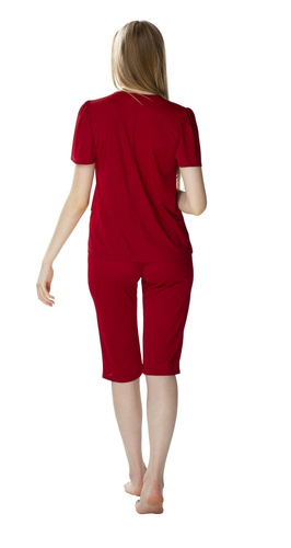 Mewa Piżama damska Matylda burgund– jedwab wiskozowy, długość 3/4, produkt polski