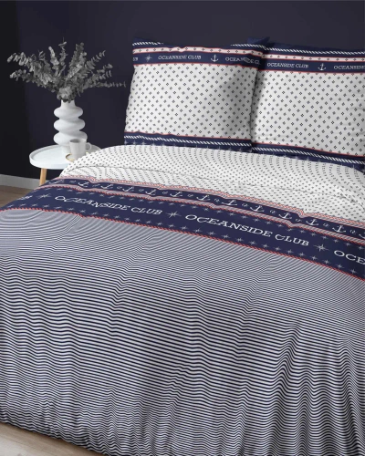 Pościel satynowa marynarska 4920 A Home Satin Detexpol granatowy 