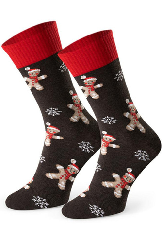 Steven Art.136 melanż brązowy 170– męskie skarpety świąteczne, kolorowe wzory, bawełniane