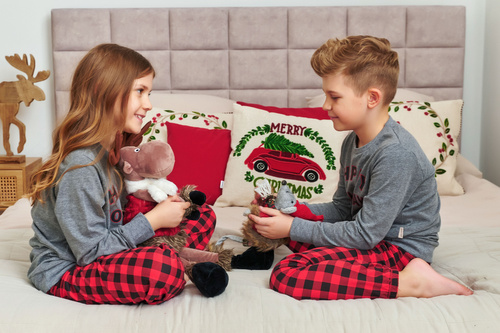 Doctor Nap 7345 – piżama dziecięca bawełniana Dark Grey z nadrukiem