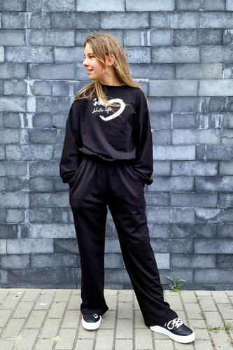 Bluza bawełniana dziecięca Bambarillo Gaja czarny | Dresówka z nadrukiem