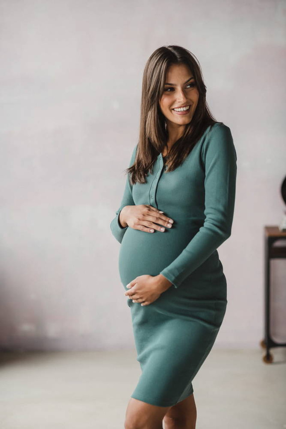 Sukienka ciążowa i do karmienia z dzianiny w prążek Tummy Milk&Love miętowy