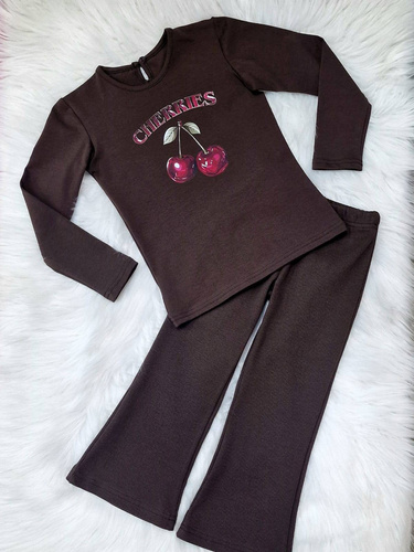 Bambarillo Cherries gorzka czekolada bluzka dziewczęca – długi rękaw, bawełna z elastanem