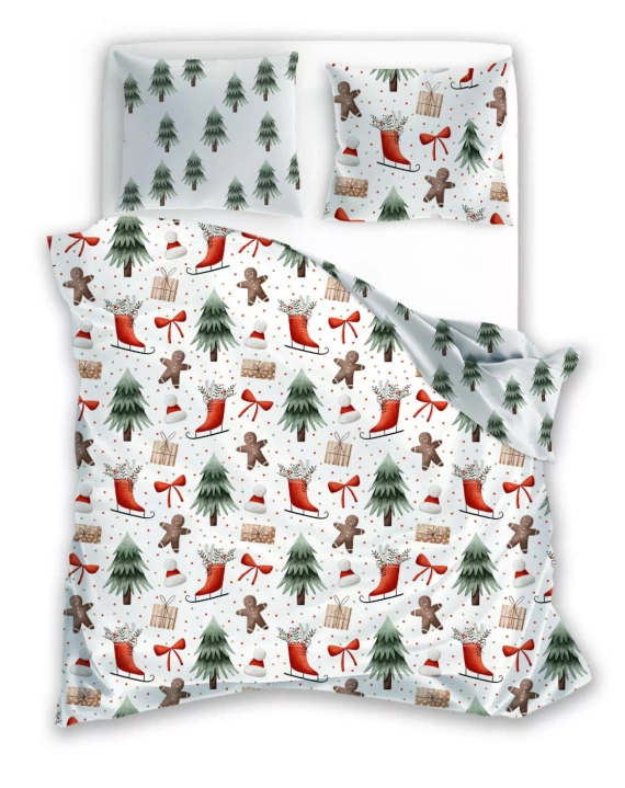 Scandic 068 Scandic Faro biała granatowa renifery  – pościel świąteczna dwustronna, bawełna 100%, komplet