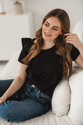 Bluzka do karmienia Milky Waves z krótkim rękawem Milk&Love czarny