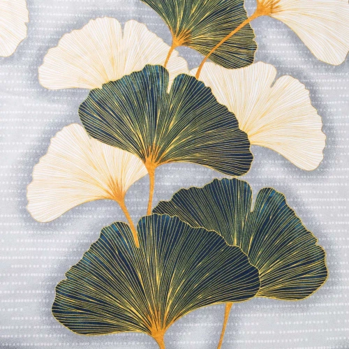 31510/1 Darymex Flanelove szara zielona liście miłorzębu– komplet pościeli flanelowej, 100% bawełna, ciepła i przytulna