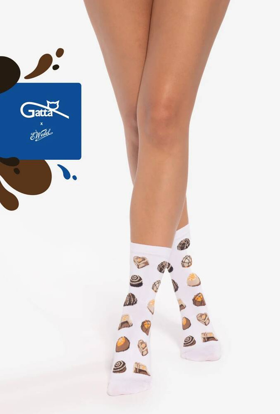 Skarpety unisex U04.WED Wedel Gatta - bianco 01/01