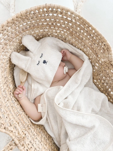 Niemowlęce okrycie kąpielowe z uszami Yosoy - natural 