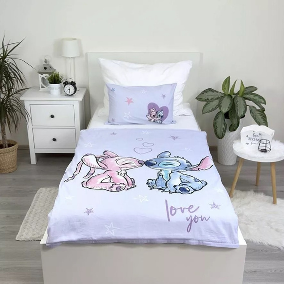 Pościel dziecięca bawełniana JF 24 Lilo i Stitch Heart wrzosowa Jerry Fabrics