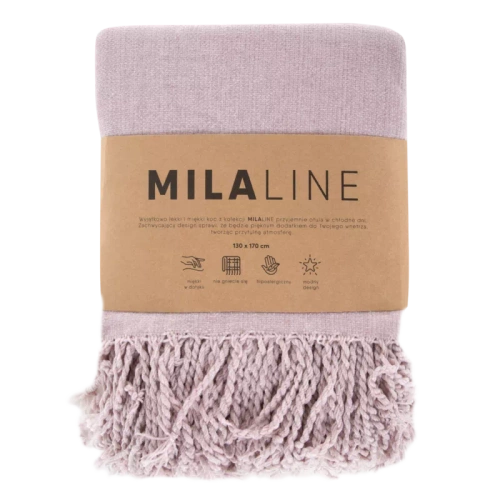 Koc pleciony z frędzlami Akryl 4 Eurofirany różowy 