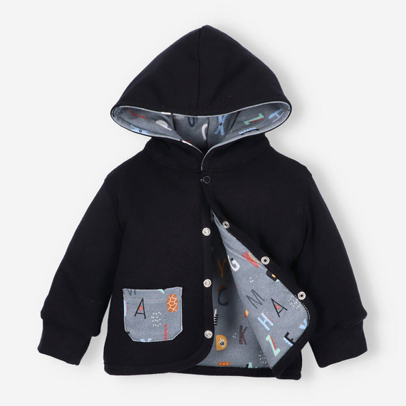 Kurtka niemowlęca z bawełny organicznej Alfabet Nini czarny