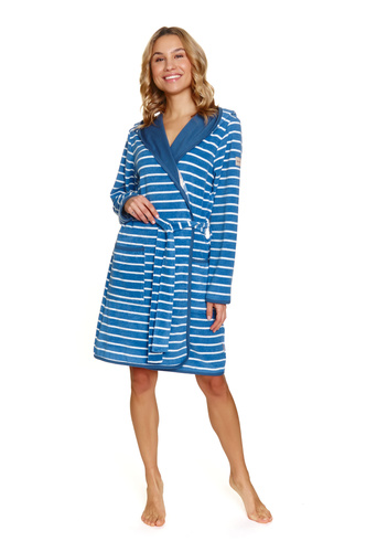 Miękki szlafrok damski Doctor Nap 7225 – wygoda i ciepło na każdy dzień - blue