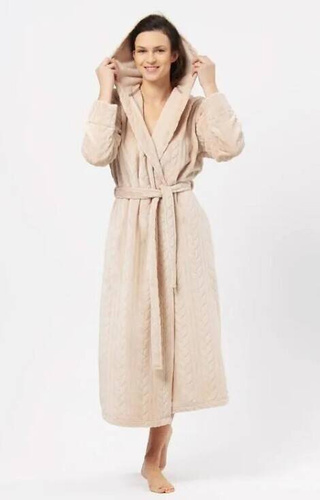 Długi Szlafrok Damski LGL 200 B24 Key - beżowy