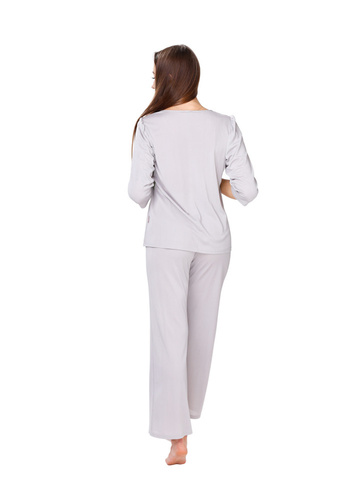 Piżama dwuczęściowa na guziki 84118 Mewa popielaty 