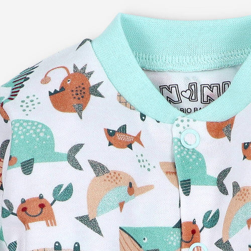 Kaftanik niemowlęcy z bawełny organicznej Morskie Zwierzątka Nini druk