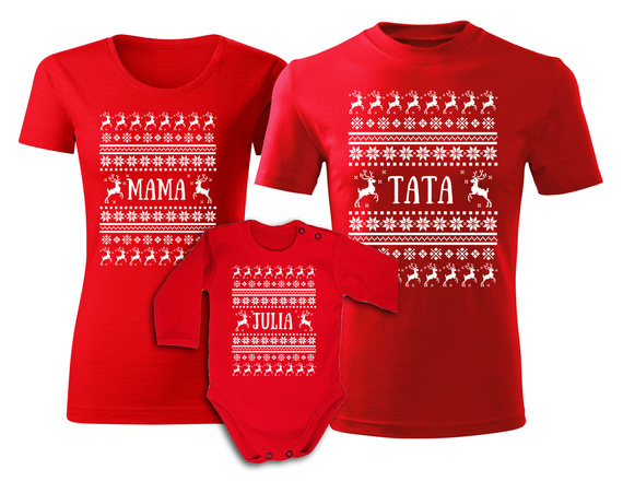 Zestaw koszulek świątecznych "MAMA TATA DZIECKO sweterki" Moocha 