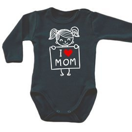 "I LOVE MOM"  body długi rękaw Moocha czarny