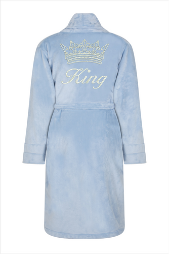 Szlafrok męski King + Korona ByShelly - błękitny/srebrny