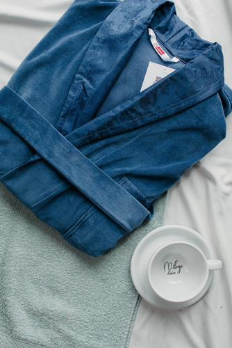 De Lafense Noble 868 – szlafrok męski welurowy elegancki, praktyczny, wygodny, jeans