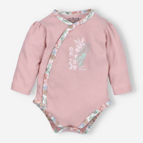 Body rozpinane z bawełny organicznej Magic Flowers Nini -różowe