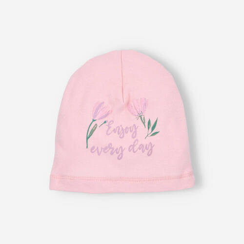 Czapka niemowlęca z bawełny organicznej Pink Flowers Nini różowy