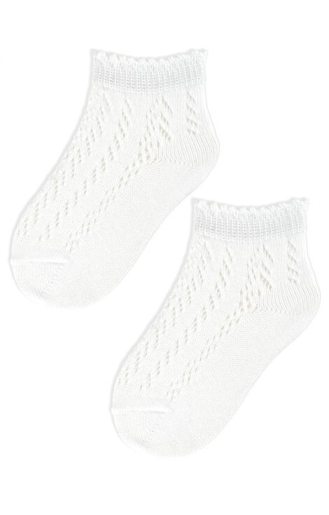 SB112 Skarpety dziecięce ażurowe Noviti białe