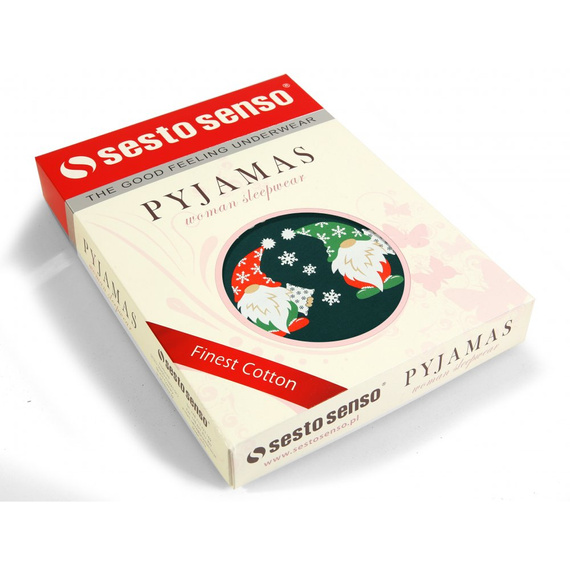 Piżama damska świąteczna 2576 Skrzat Sesto Senso zielony