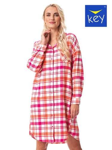 Koszula damska LND 437 Key- różowy/pomarańczowy