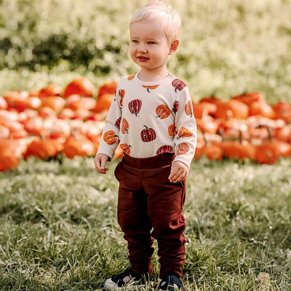 Eevi Body niemowlęce Halloween – bawełna, dynie, ecru