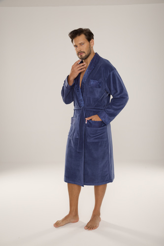 De Lafense Noble 868 – szlafrok męski welurowy elegancki, praktyczny, wygodny, jeans